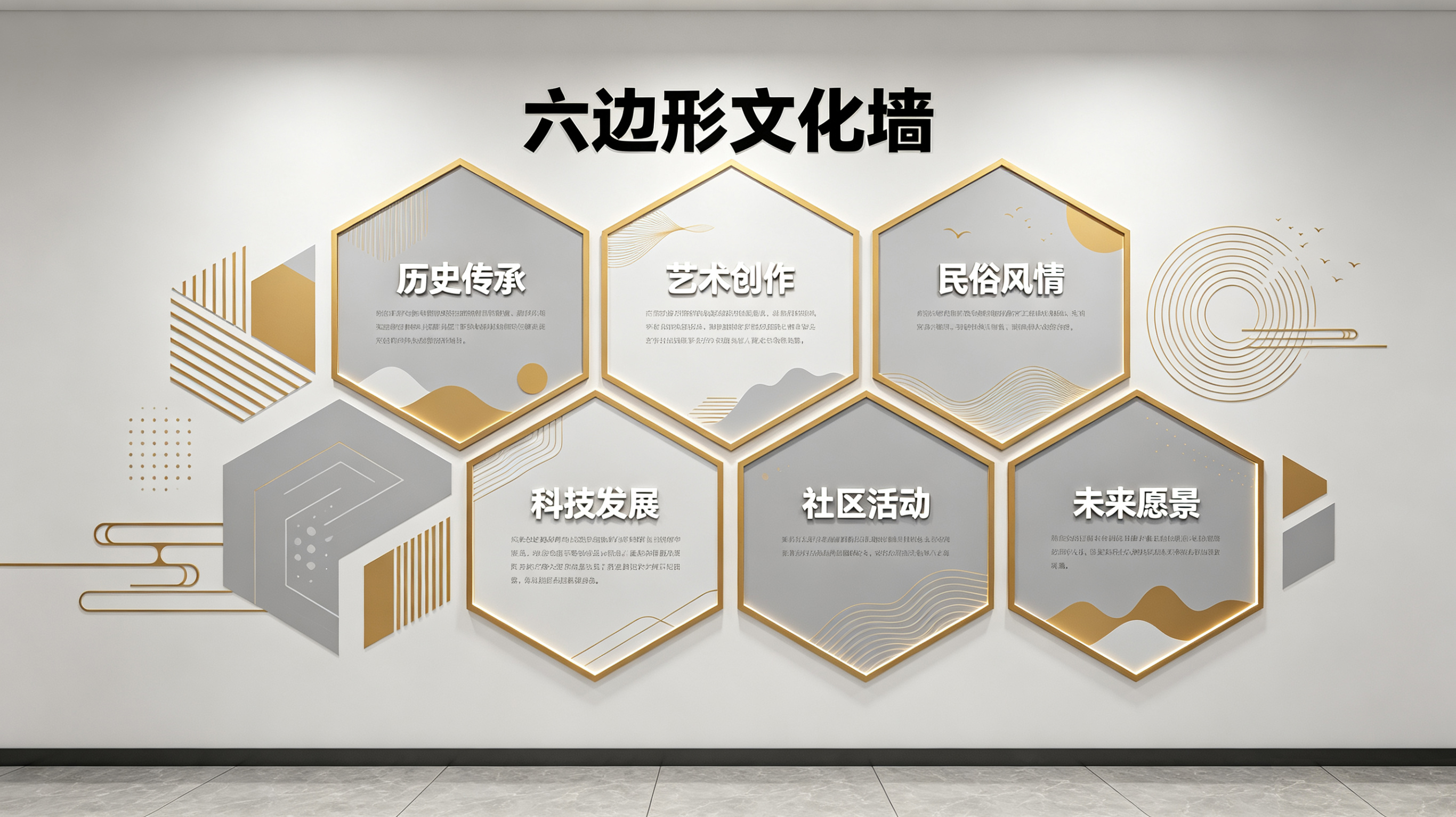 鄂州企业文化墙 | 六边形信息美学